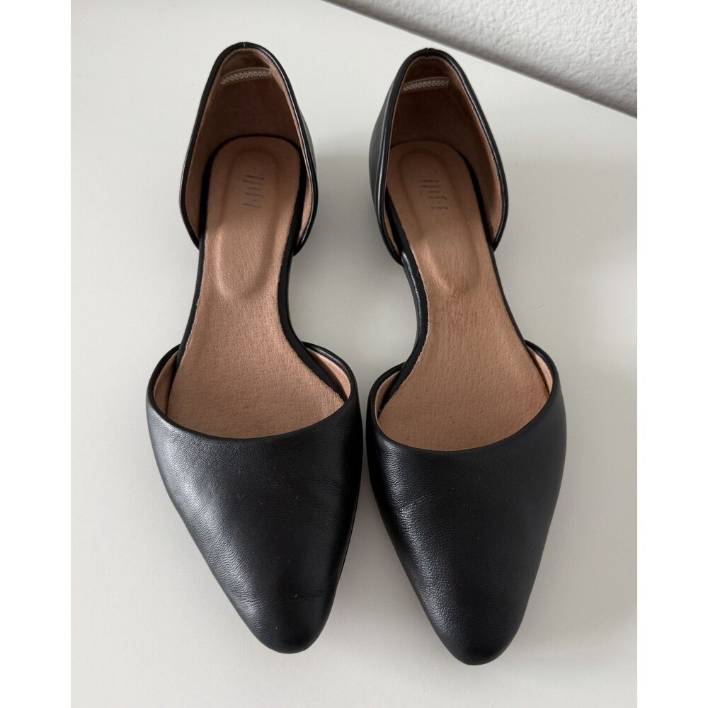 J.Jill Black Leather Flats D'Orsay Pointed Toe Slip-On Classic Office Chic 8.5